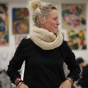 Le snood Douillet Nilo Fourrure ficelle hauteur 20cm porté | atelier à Roubaix
