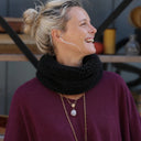 Le snood Douillet Nilo - Sherpa noir - hauteur 14cm - Quintessence