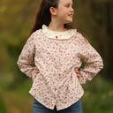 Le tablier d'écolier Suzanne Double gaze de coton imprimé coquelicot | Quintessence