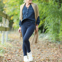 Legging Léni - en maille côtelé marine - Quintessence