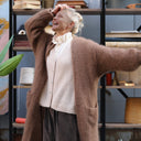Gilet très long Théoline — mohair camel