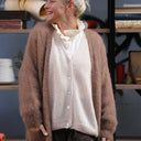 Gilet très long Théoline — mohair camel