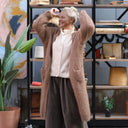 Gilet très long Théoline — mohair camel