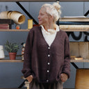 Gilet col V Hermine — mohair chocolat