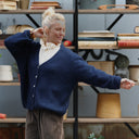 Gilet col V Hermine — mohair bleu marine