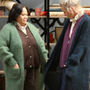 Gilet très long Théoline — mohair bleu marine