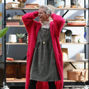 Gilet très long Théoline — mohair fuchsia