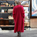 Gilet très long Théoline — mohair fuchsia