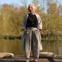 Pantalon Briac - Armuré de coton Savane graphique - Quintessence