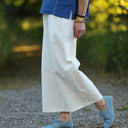 Pantalon Briac Coton/lin/viscose blanc cassé porté | atelier à Roubaix