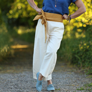 Pantalon Briac - Coton/lin/viscose blanc cassé