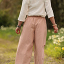 Pantalon Briac - Coton/lin/viscose rose poudré - Quintessence