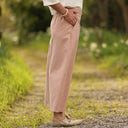 Pantalon Briac - Coton/lin/viscose rose poudré - Quintessence