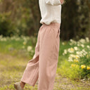 Pantalon Briac - Coton/lin/viscose rose poudré - Quintessence