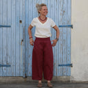 Pantalon Briac Sergé de coton grenat | Quintessence