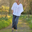 Pantalon Briac - toile de coton bleu ardoise - Quintessence