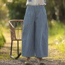 Pantalon Briac toile de coton rayé bleu/blanc | Quintessence