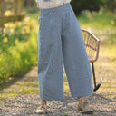 Pantalon Briac toile de coton rayé bleu/blanc | Quintessence