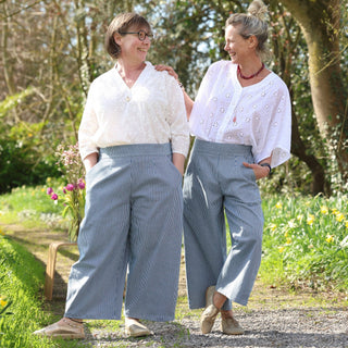 Pantalon Briac - toile de coton rayé bleu/blanc