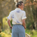 Pantalon Briac toile de coton rayé bleu/blanc | Quintessence