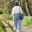 Pantalon Briac toile de coton rayé bleu/blanc | Quintessence