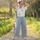 Pantalon Briac toile de coton rayé bleu/blanc | Quintessence