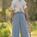 Pantalon Briac toile de coton rayé bleu/blanc | Quintessence