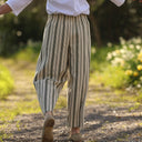 Pantalon Briac - Toile de coton rayée kaki - Quintessence