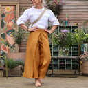 Pantalon drapé Mathilde - lin ocre - Quintessence