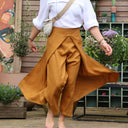 Pantalon drapé Mathilde - lin ocre - Quintessence