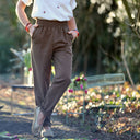 Pantalon Eliot - Sergé de coton chocolat - Quintessence