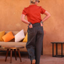 Pantalon Lazare lin gris anthracite - Quintessence