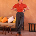 Pantalon Lazare lin gris anthracite - Quintessence