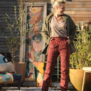 Pantalon Marcus - velours milleraies fleuri automnal - Quintessence