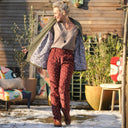 Pantalon Marcus - velours milleraies fleuri automnal - Quintessence