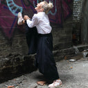 Pantalon Paco - sergé de coton noir - Quintessence