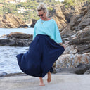 Pantalon Paco - sergé de viscose bleu marine - Quintessence