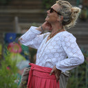 Pantalon Paco - viscose/lin rose gourmand - Quintessence