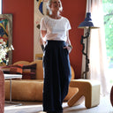Pantalon Suwannee Lin Bleu marine | Quintessence