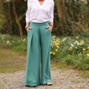 Pantalon Suwannee Lin Vert menthe | Quintessence