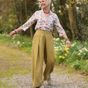 Pantalon Suwannee Lin Vert olive | Quintessence