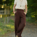 Pantalon Tino - Double gaze de coton chocolat - Quintessence