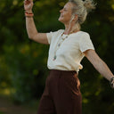 Pantalon Tino - Double gaze de coton chocolat - Quintessence