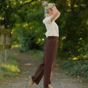 Pantalon Tino - Double gaze de coton chocolat - Quintessence