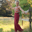 Pantalon Tino - Double gaze de coton grenat - Quintessence