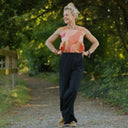 Pantalon Tino - Double gaze de coton noire - Quintessence