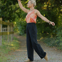 Pantalon Tino - Double gaze de coton noire - Quintessence