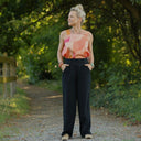Pantalon Tino - Double gaze de coton noire - Quintessence