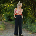 Pantalon Tino - Double gaze de coton noire - Quintessence