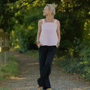 Pantalon Tino - Double gaze de coton noire - Quintessence